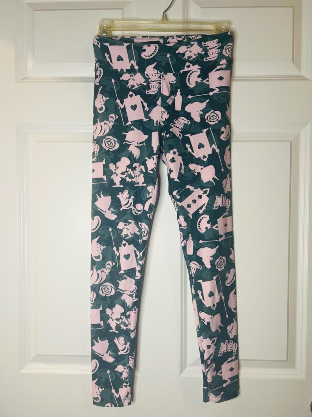 Lularoe - Disney - Alice in Wonderland printed leggings -Teal/light pink.